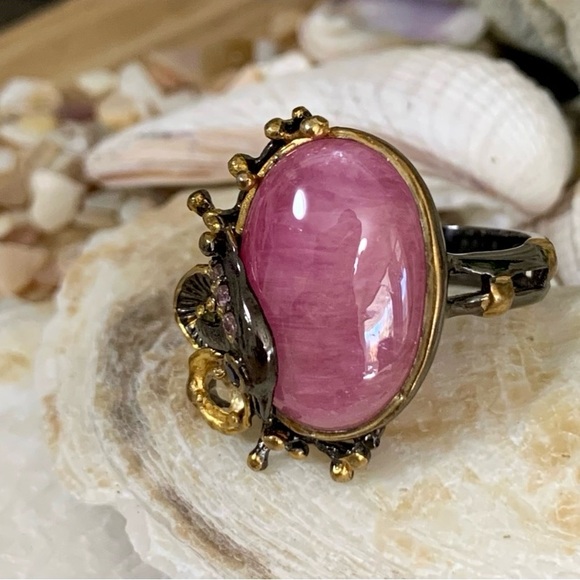 Artist Crafted Ruby & Gemstone Coastal Sterling & 14 kt Ring - Picture 3 of 10